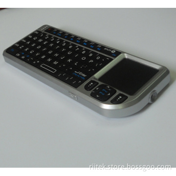 Rii Bluetooth Wireless Silver Keyboard With Touchpad and Laser Pointer for PC, PS3 and Htpc (RT-MWK02)